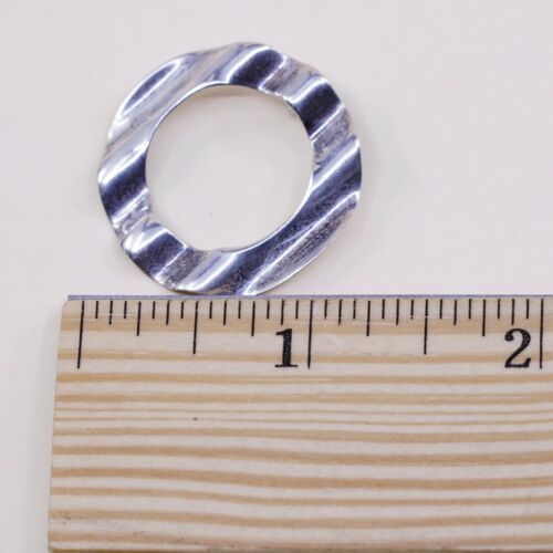 Vintage Sterling Silver Handmade Pendant, Circle Shaped Charm, Stamped 925