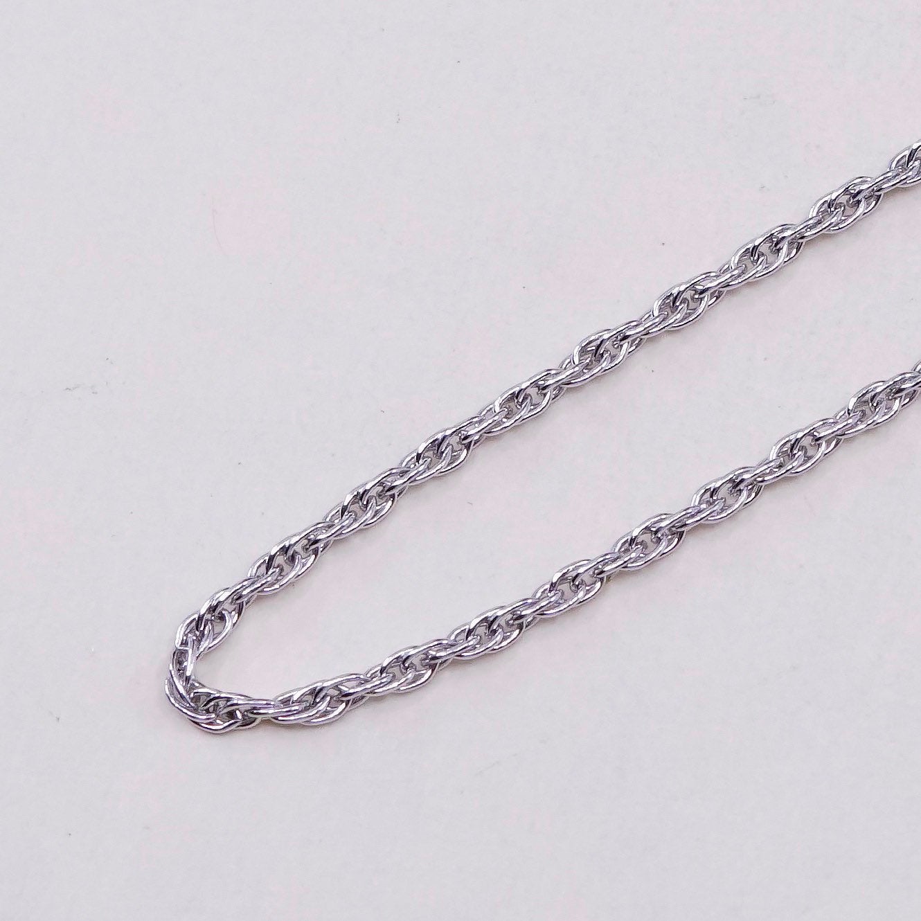 20” 1.6mm, vintage sterling silver necklace, 925 Singapore rope chain