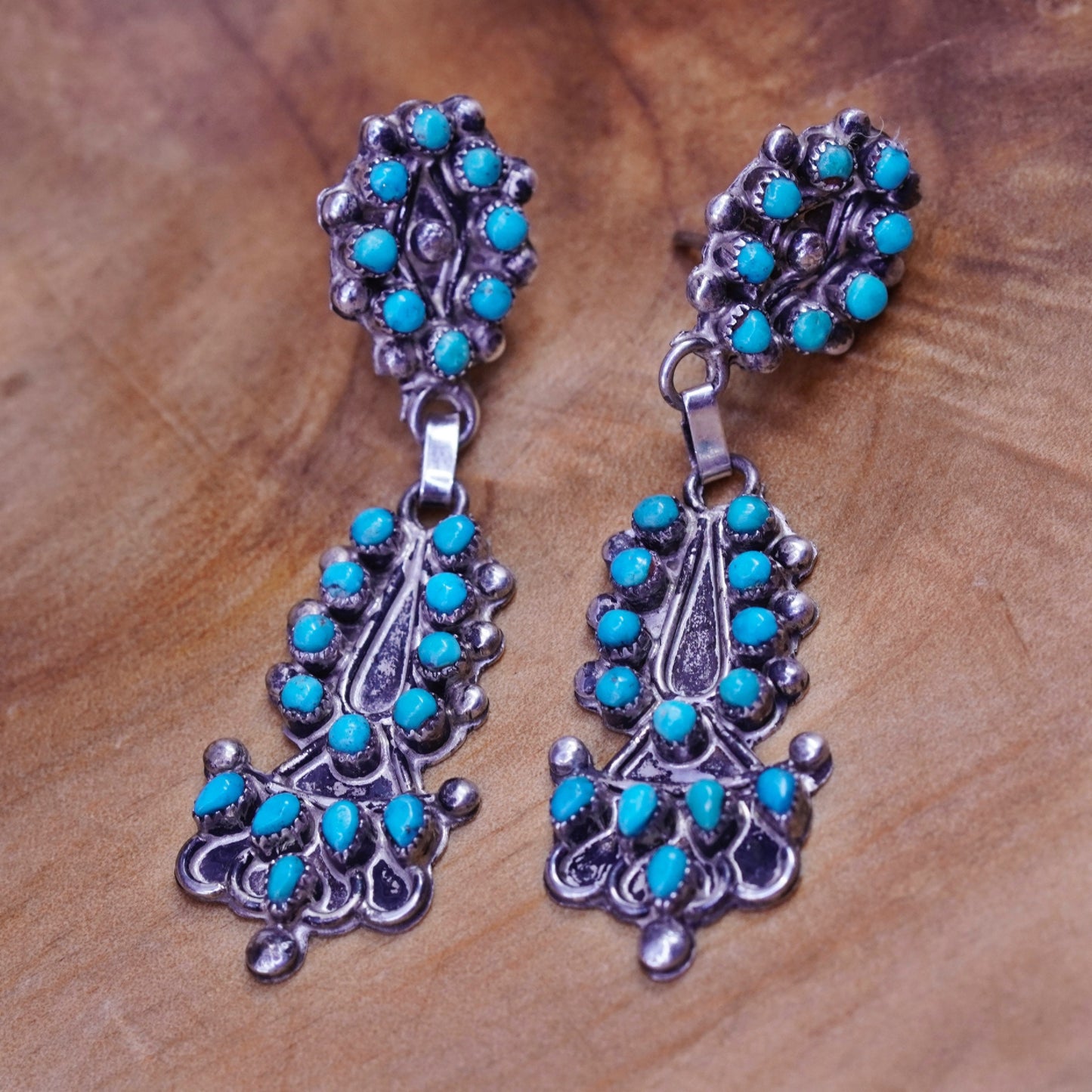 Vintage Native American Navajo Sterling 925 silver handmade earrings turquoise