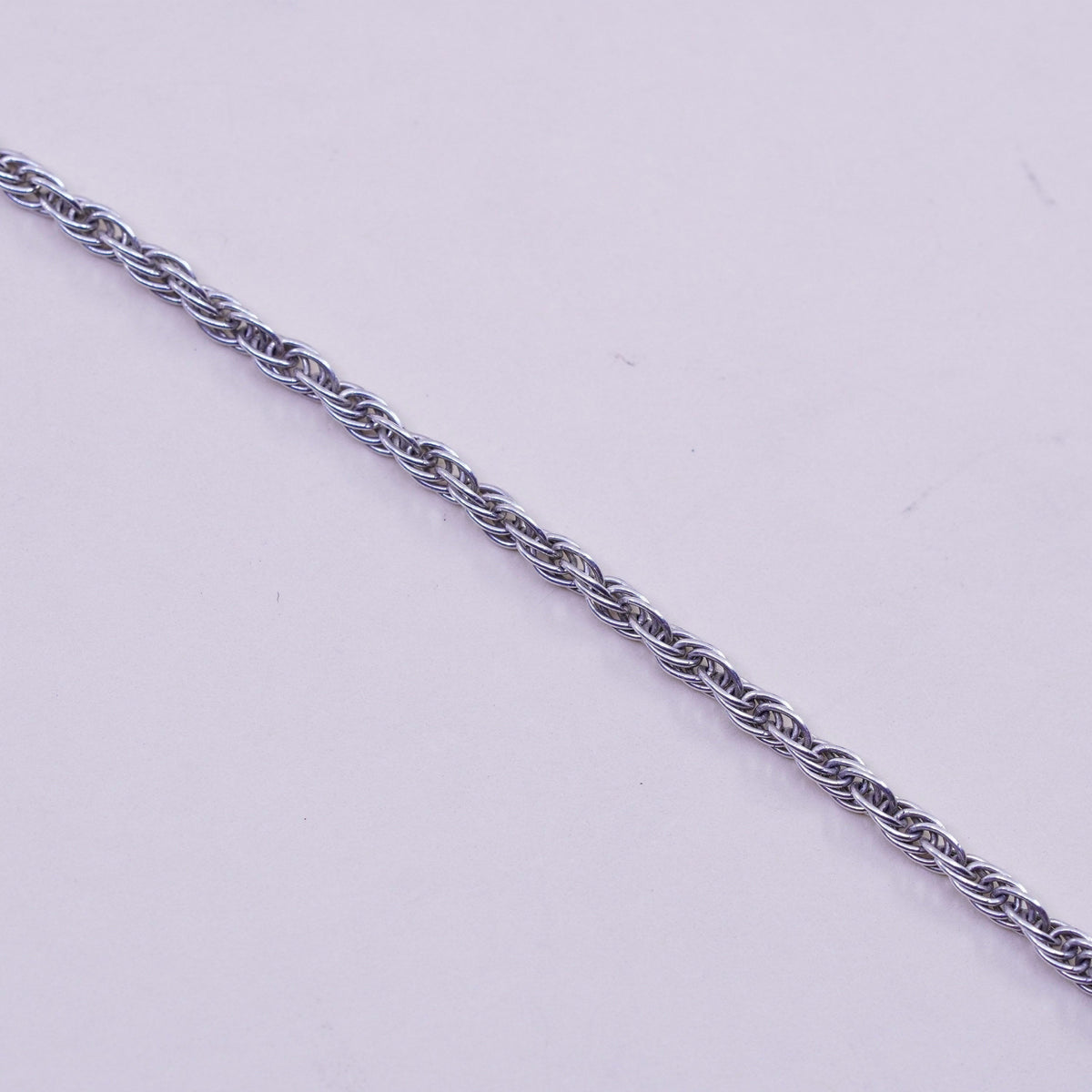 7.25”, 2mm, Vintage milor sterling 925 silver Italy rope chain bracelet