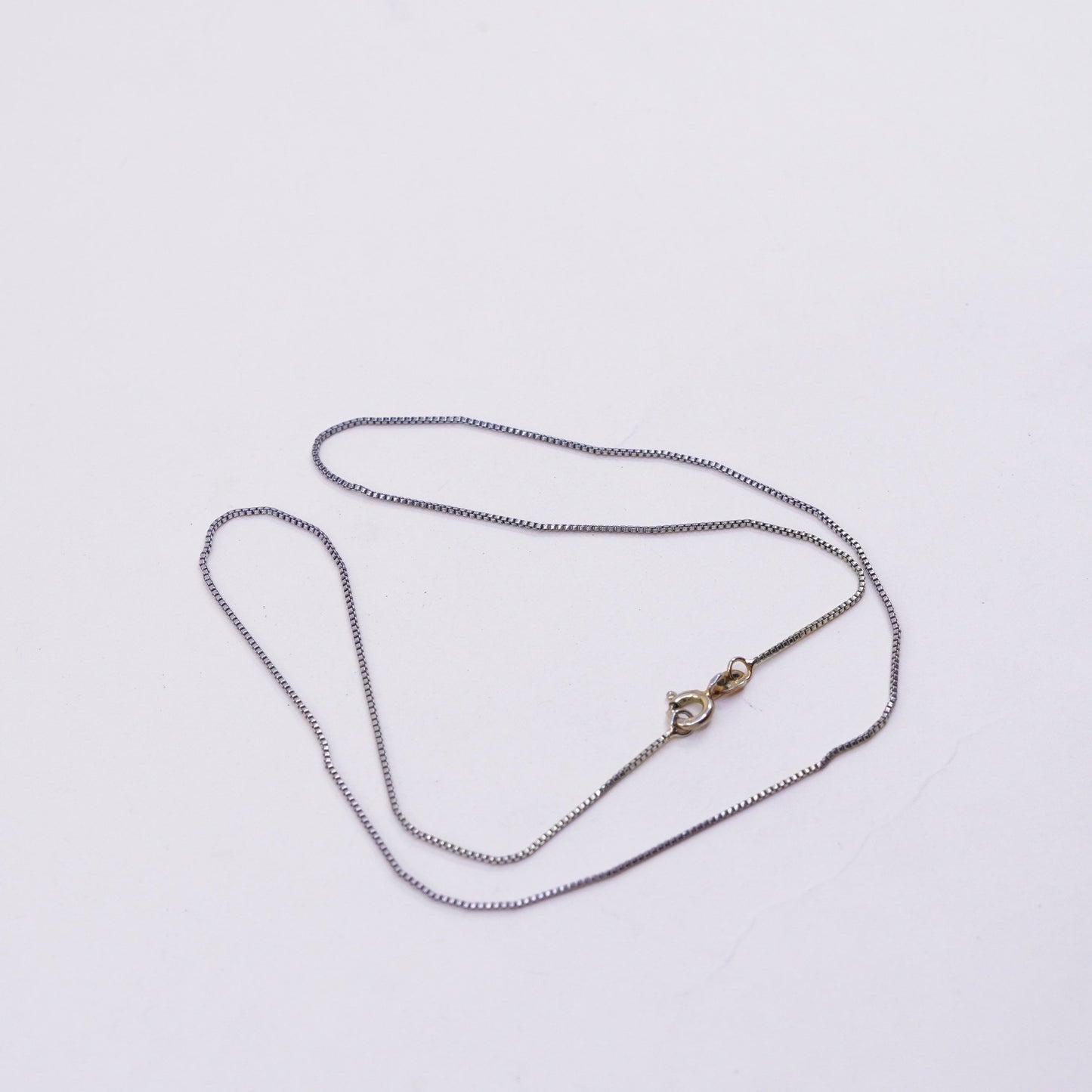 18”, 1mm, Vintage vermeil gold over sterling 925 silver box chain, necklace