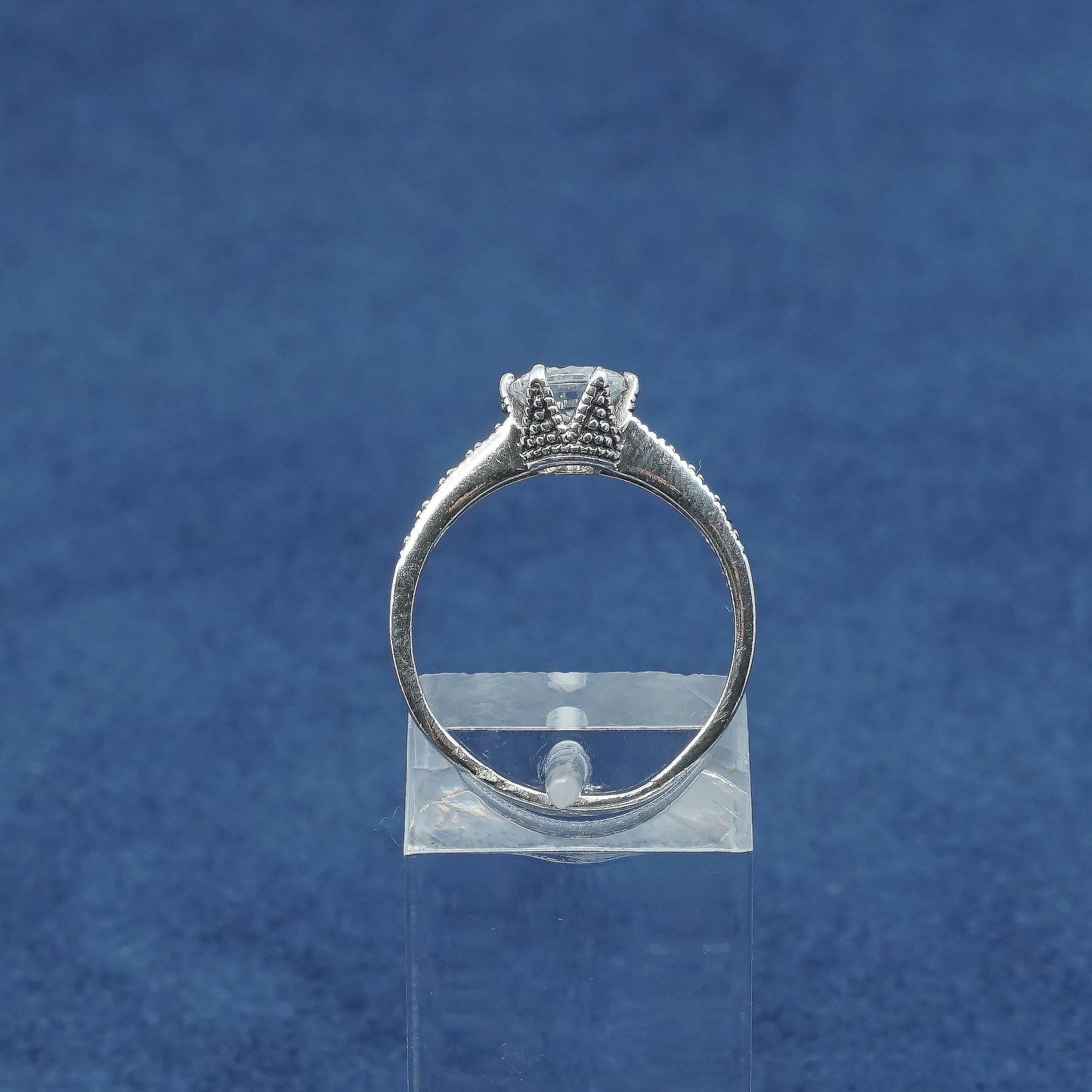 Size 6.5, vtg Sterling silver engagement ring, 925 band w/ clear cz
