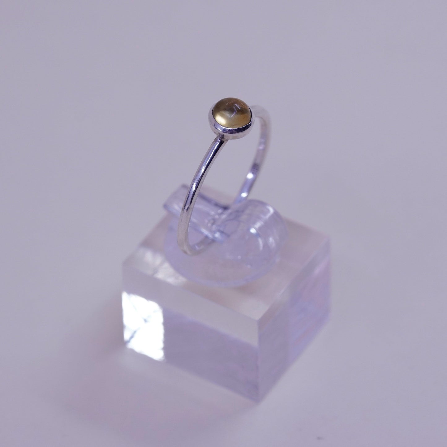 Size 7.25, vintage Sterling silver handmade ring hammered stackable 925 citrine
