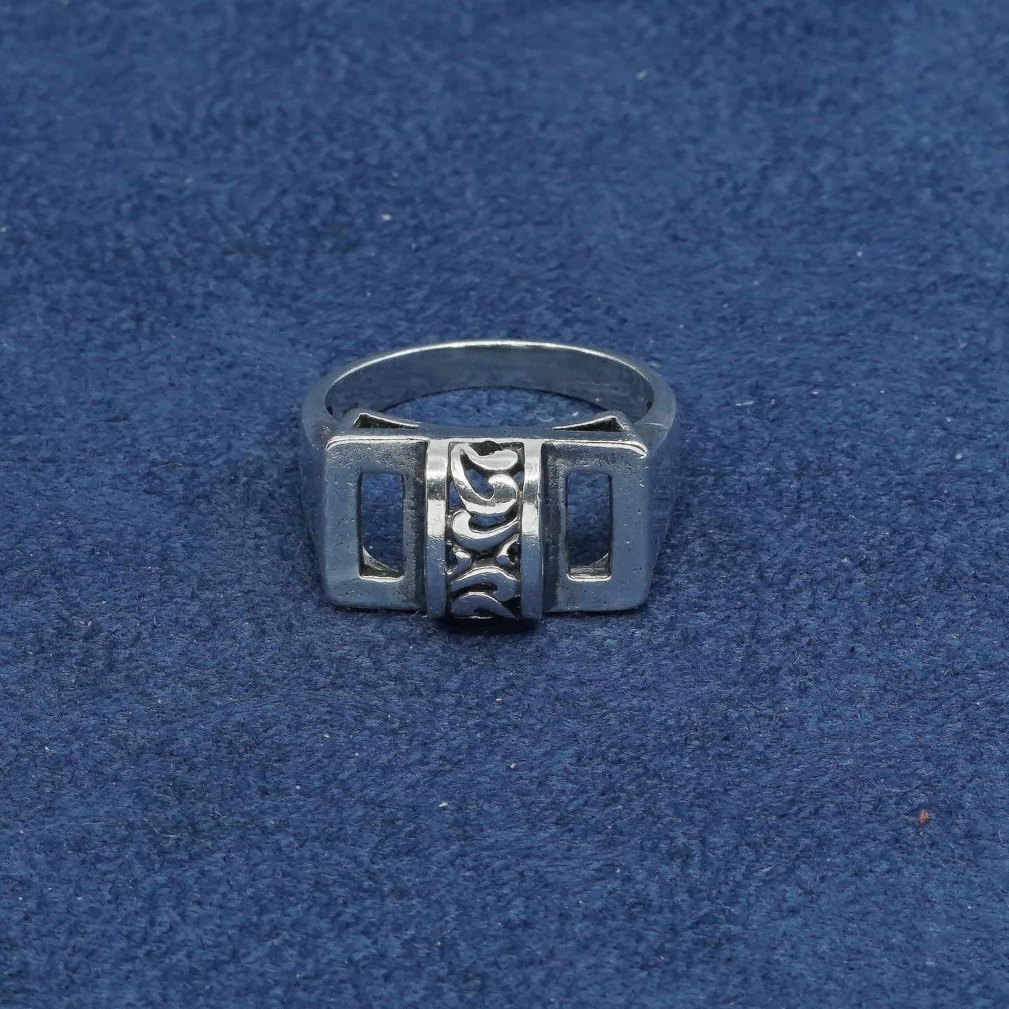 sz7.75, vtg sterling silver handmade ring, 925 filigree bali band
