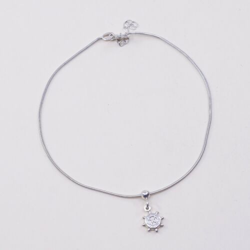 9.5”, Sterling Silver Handmade Bracelet, 925 Snake Chain Anklet W/ Anchor Charm