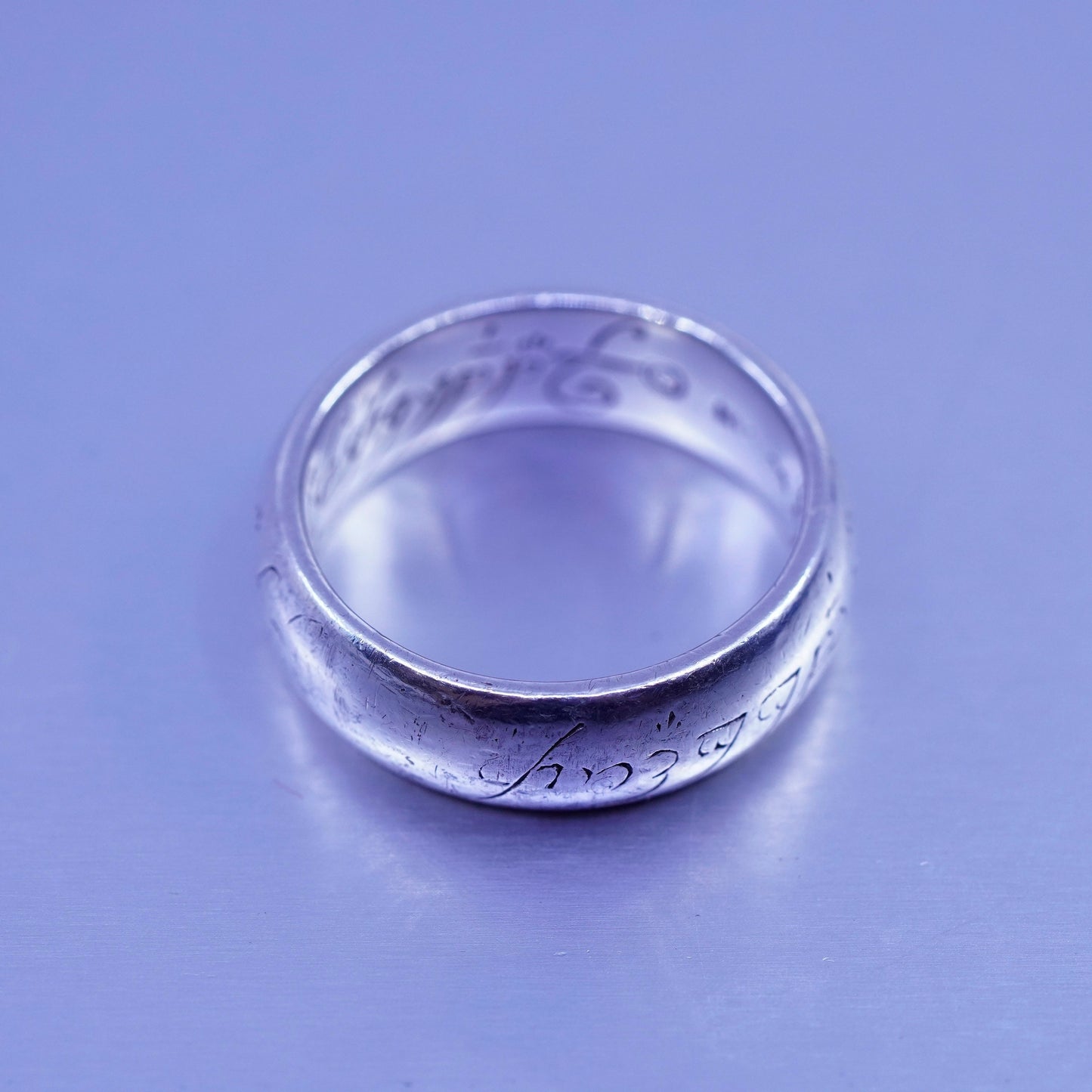 sz 5.25, southwestern Sterling 925 silver inspirational ring, band embossed