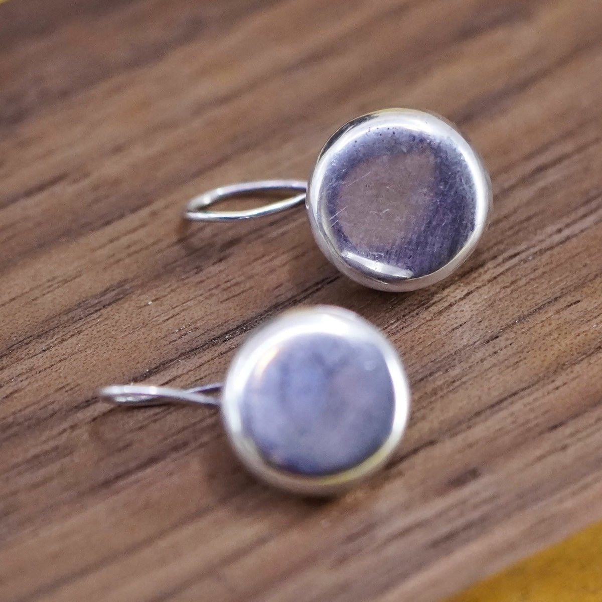 Vintage Sterling silver handmade earrings, 925 circles dangle