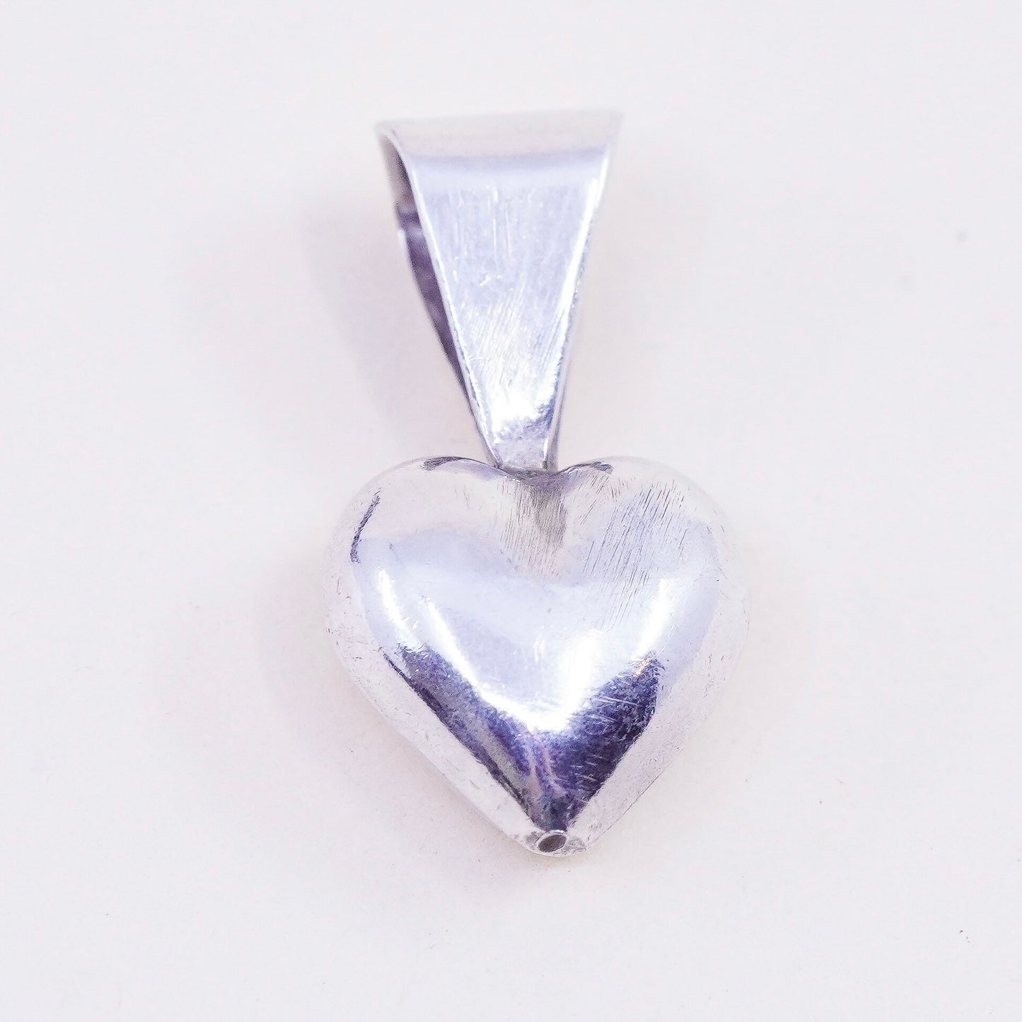 Vintage Mexico handmade sterling silver puffy heart, 925 charm pendant