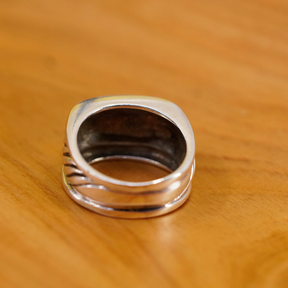 Size 7, vintage Sterling silver handmade ring, 925 cable ribbed band