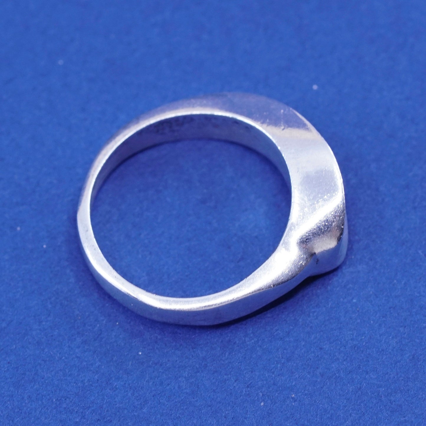 SZ 6.25, vintage Sterling silver handmade ribbed ring, 925 statement ring