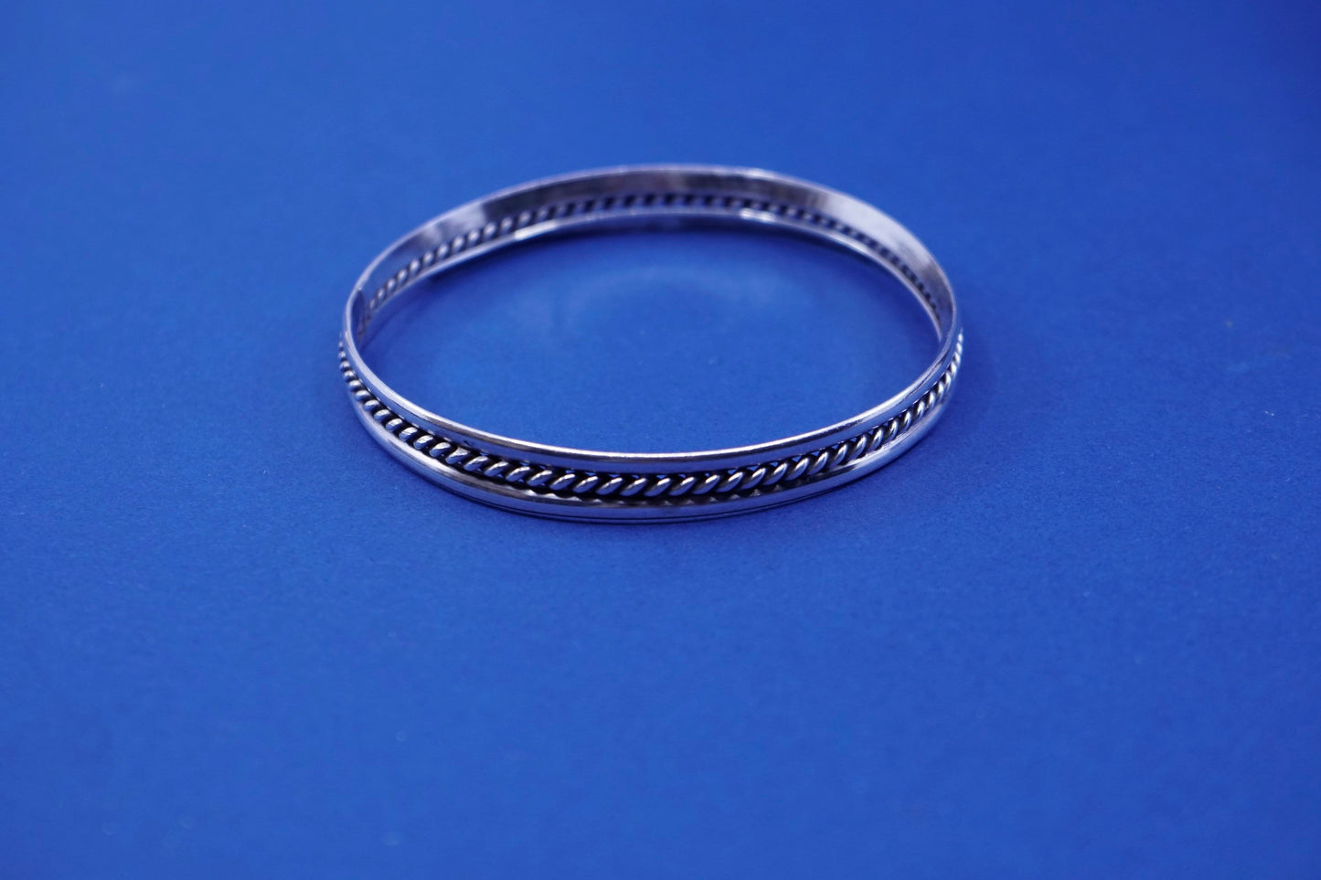 7.75”, vintage sterling silver handmade bracelet, 925 twisted cable bangle