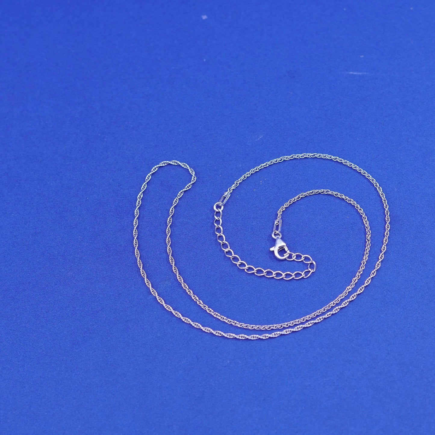 16+2”, 1mm, vintage Sterling silver handmade necklace, 925 rope chain