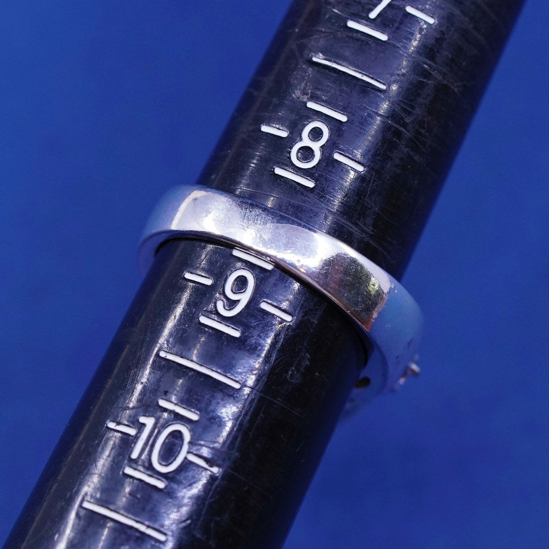 sz 8.75, vtg Sterling silver handmade ring, 925 w/ amethyst ring