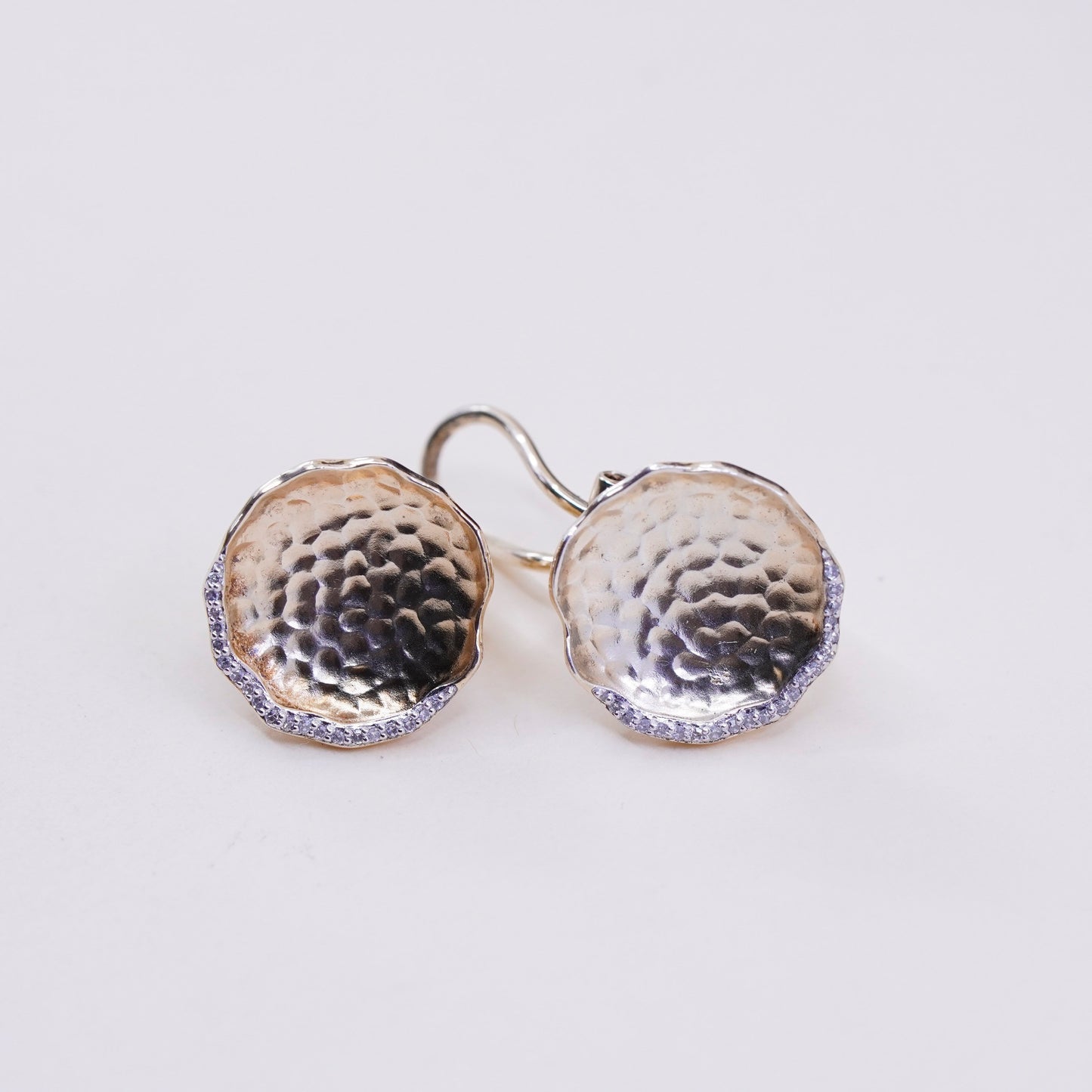 Gurhan vermeil 24K gold over Sterling silver earrings, 925 round studs diamonds