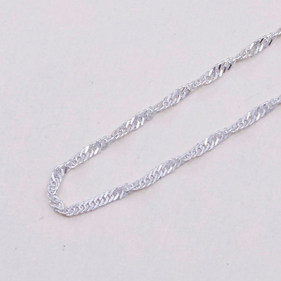 18”, 1.6mm, vtg sterling silver Italy 925 silver twisted curb chain, necklace