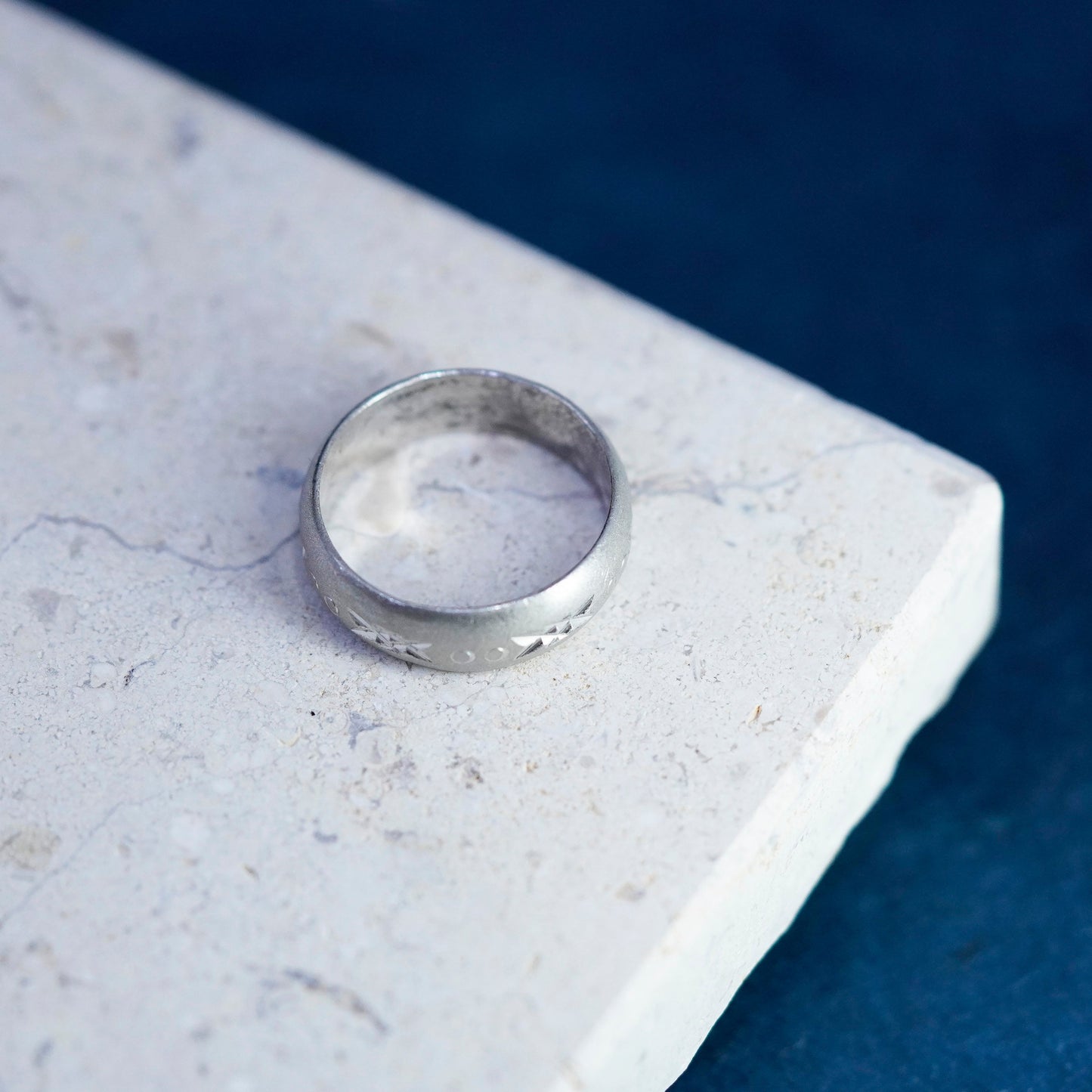 Size 8, vintage Sterling silver handmade ring, 925 matte band