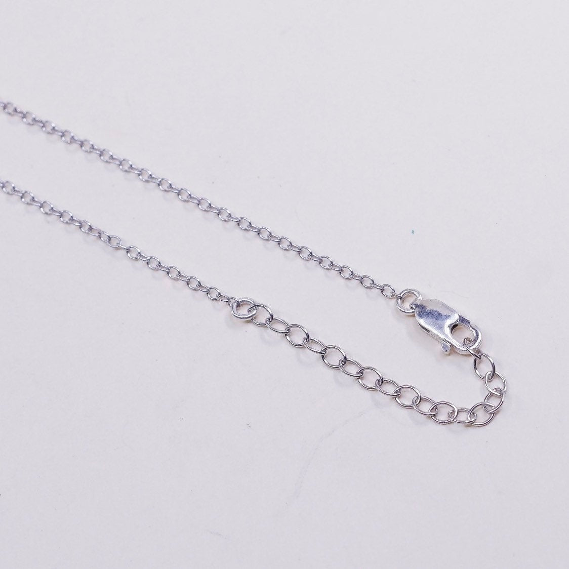 16+2", vtg handmade Sterling silver Circle link chain with pearl beads