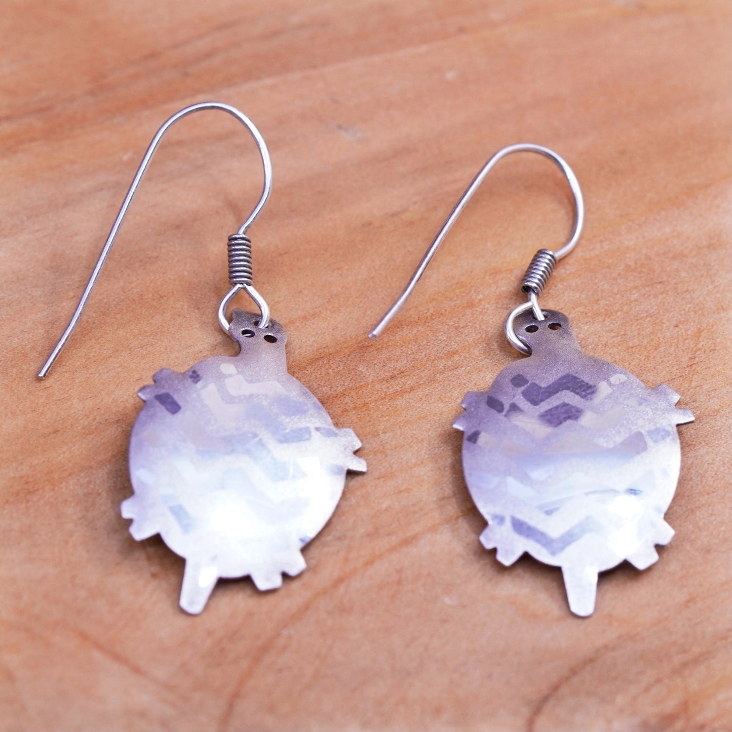 Vintage Sterling silver handmade earrings, 925 turtle drops