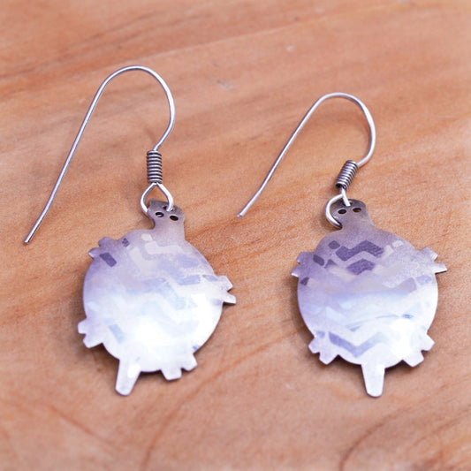 Vintage Sterling silver handmade earrings, 925 turtle drops