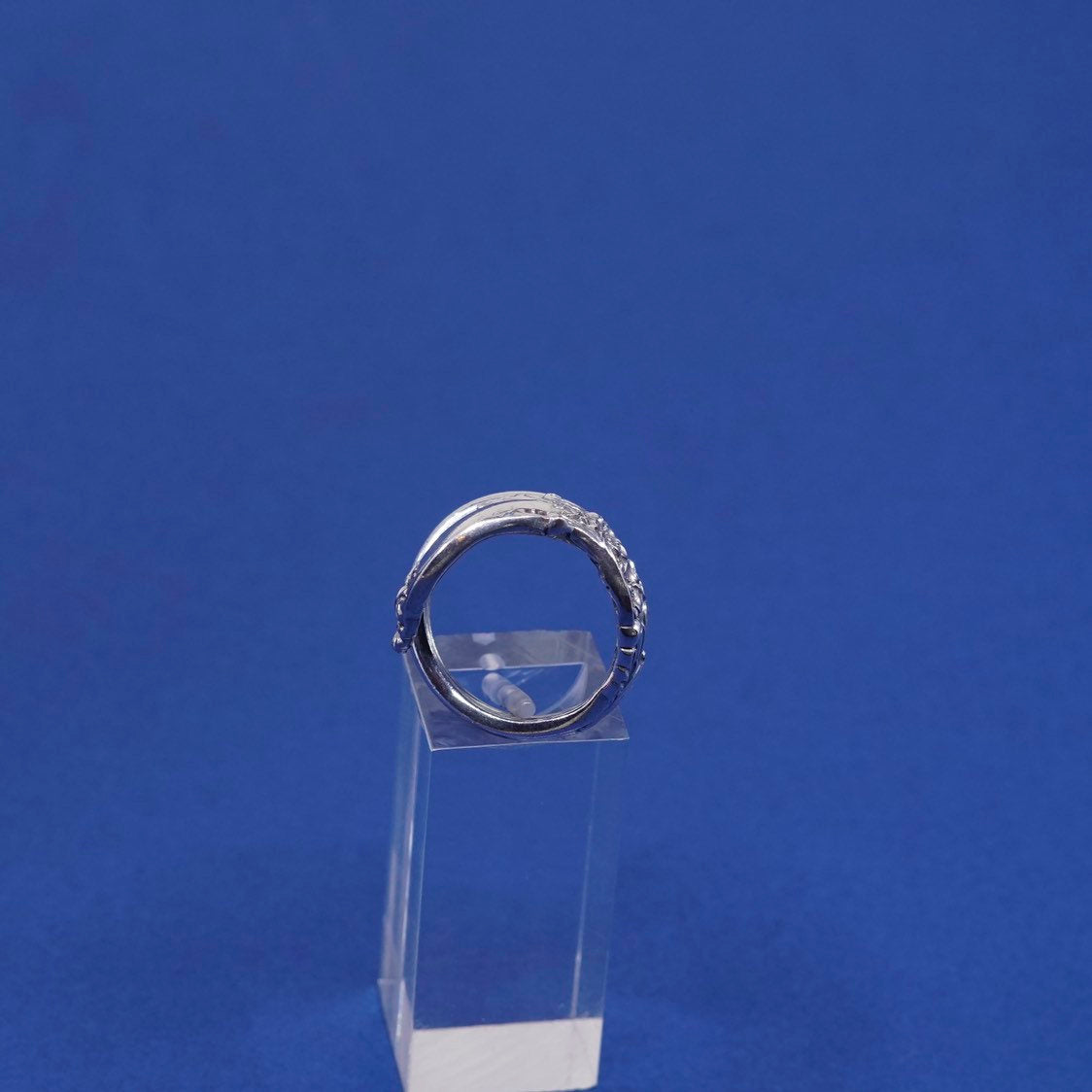 Size 6, vtg LUNT Sterling silver handmade ring, 925 flower spoon band