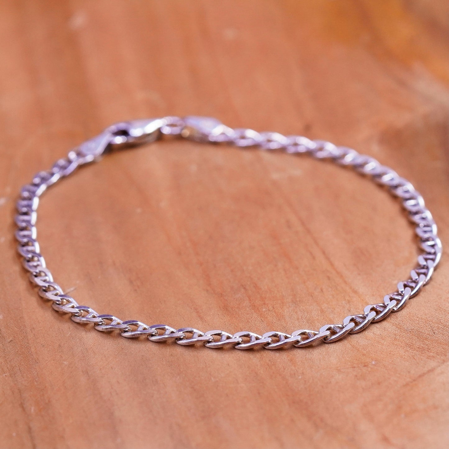 7”, Vintage sterling silver handmade bracelet, 925 anchor chain