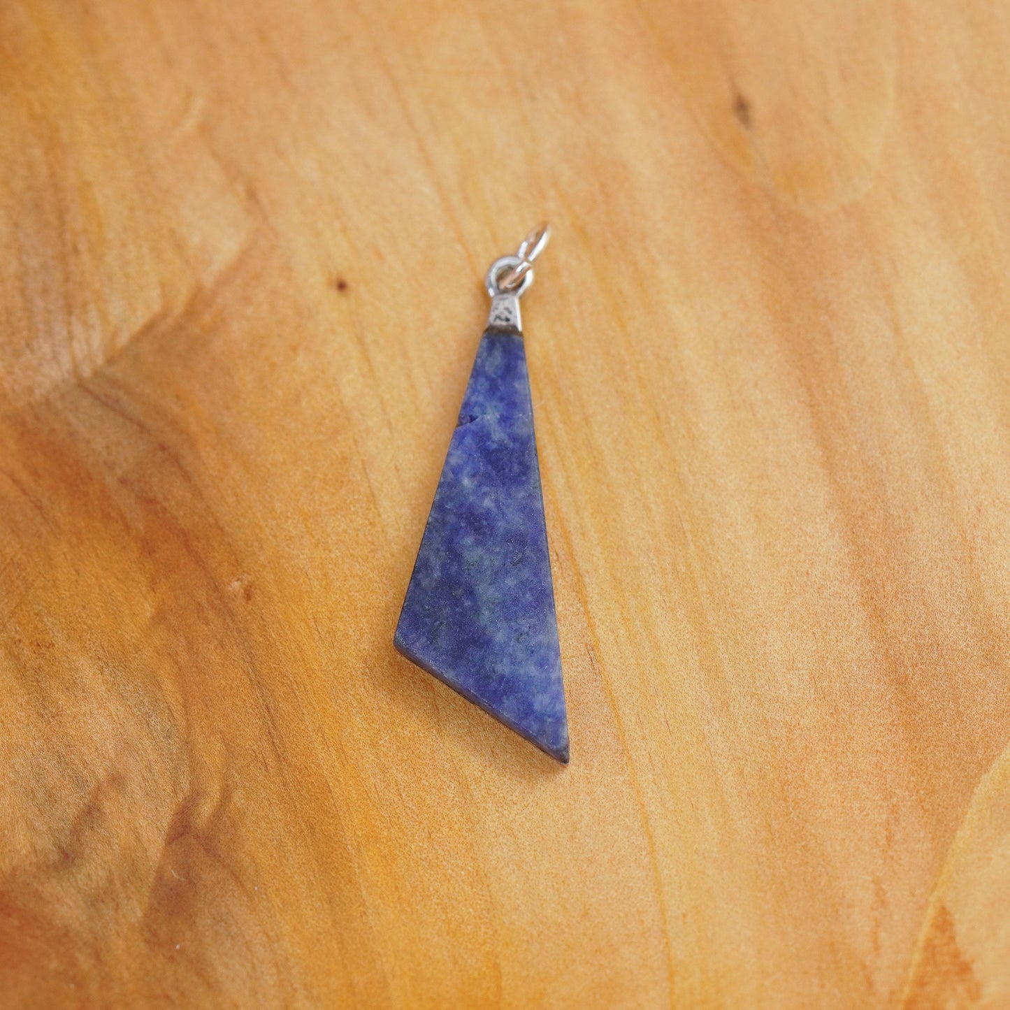 Vintage handmade Sterling 925 silver sodalite triangular pendant