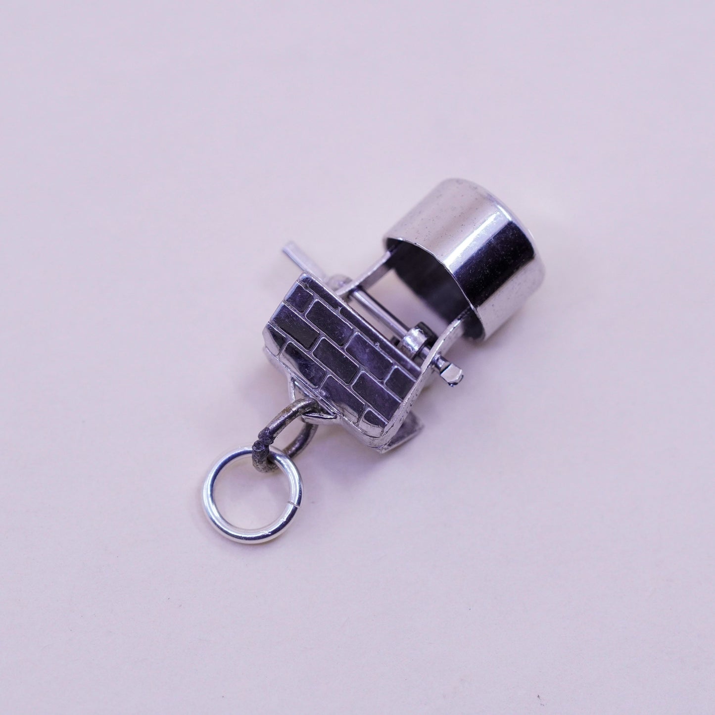 Vintage sterling silver handmade pendant, 925 ancient well charm