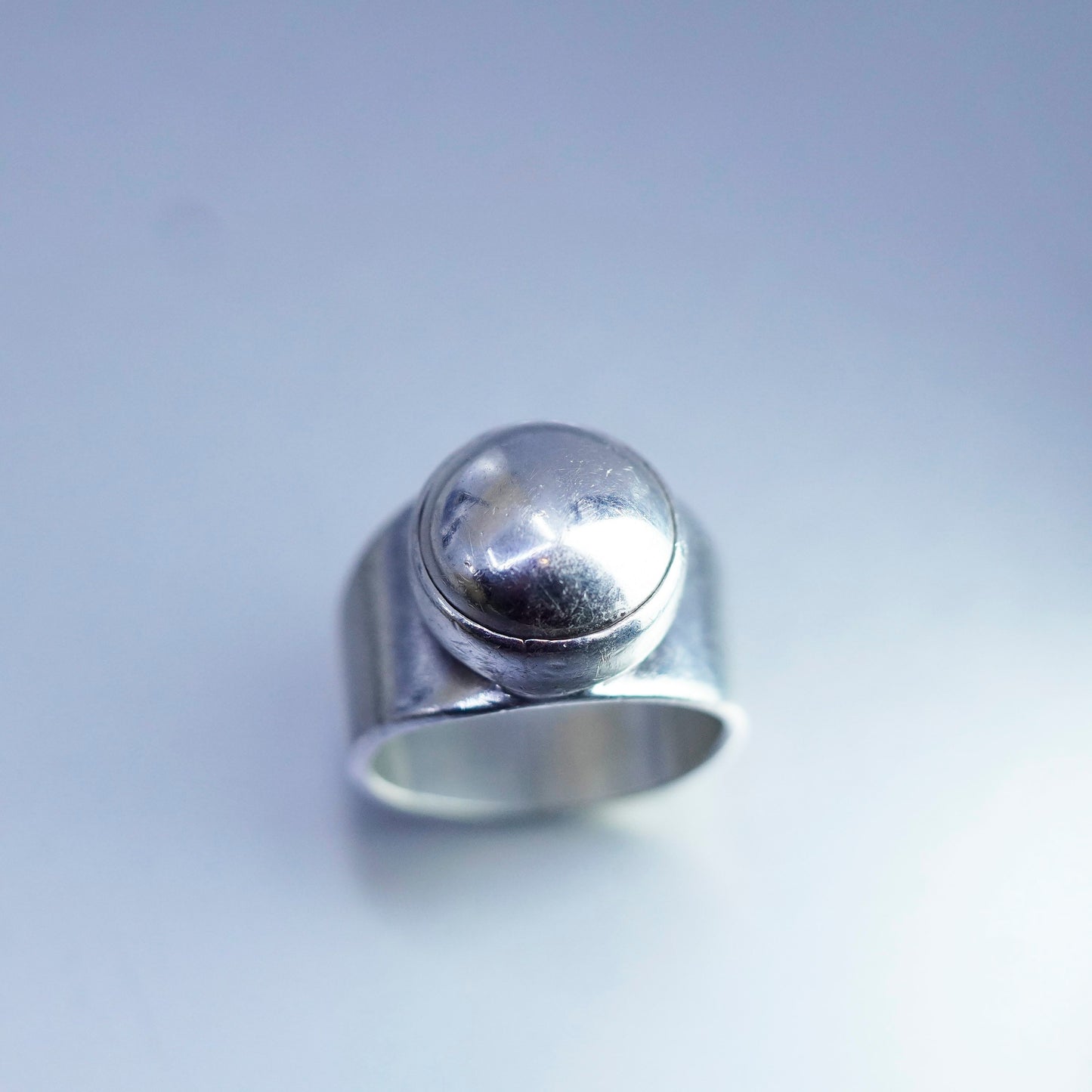 Size 9, vintage Mexico Sterling 925 silver handmade ring, beads band