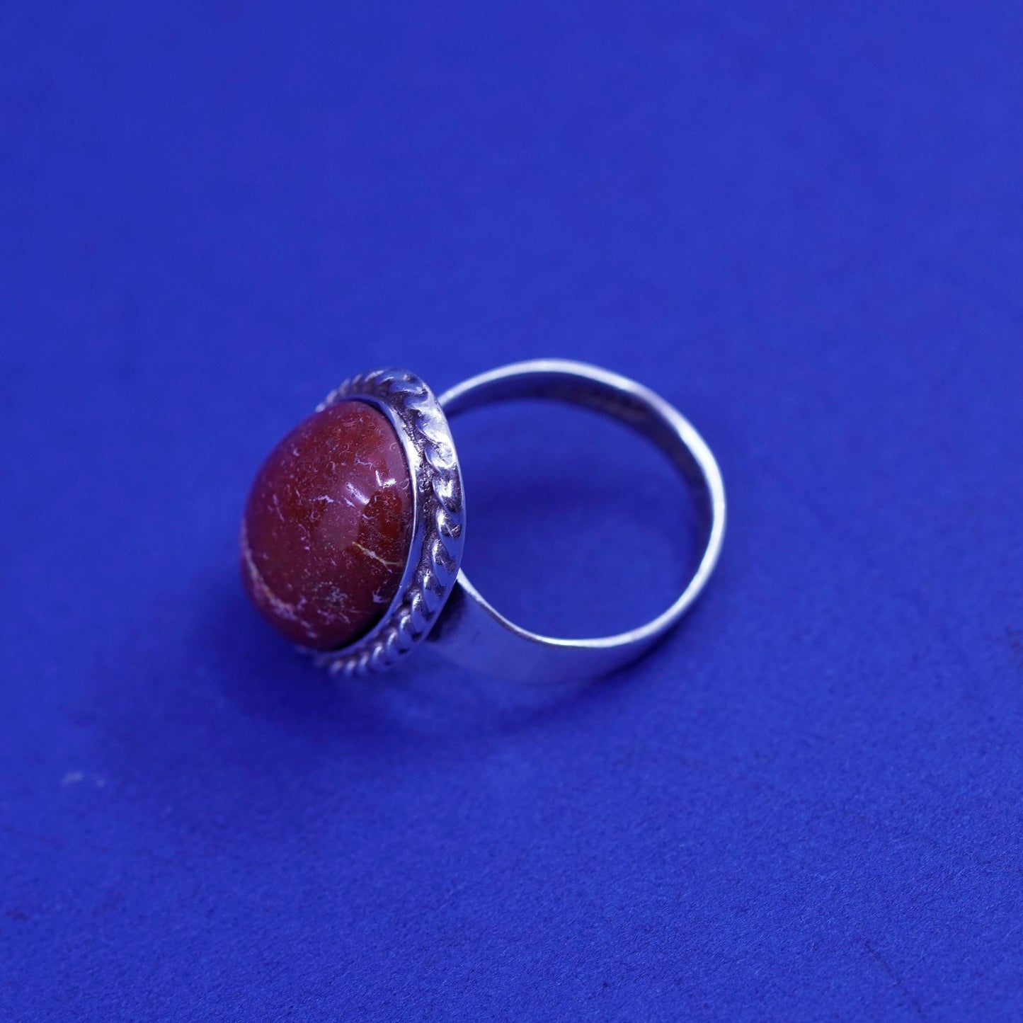 Size 4.5, vintage Sterling 925 silver handmade ring with jasper, southwestern