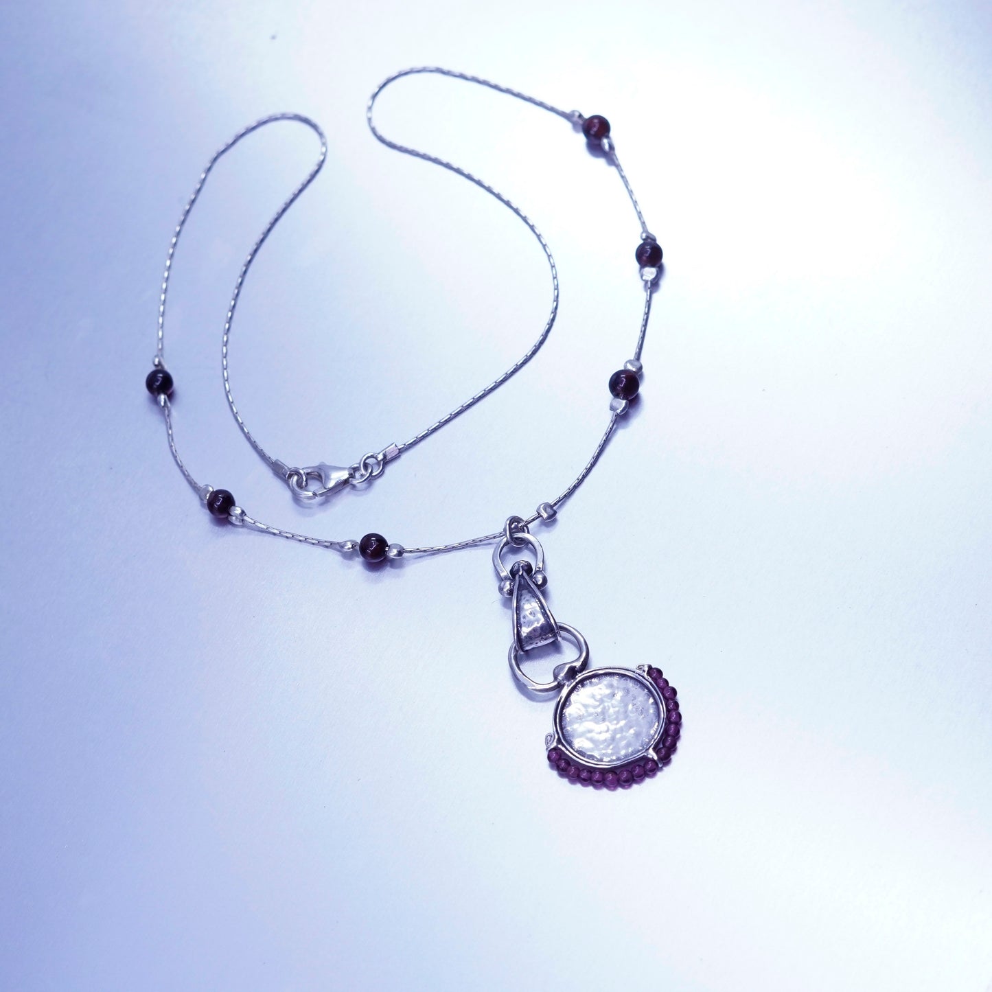 18”, Israel Shablool Didae sterling silver 925 necklace snake chain tag pendant