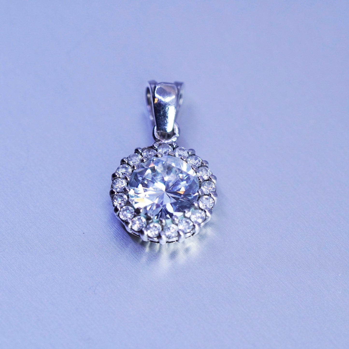 antique sterling 925 silver pendant with Cz