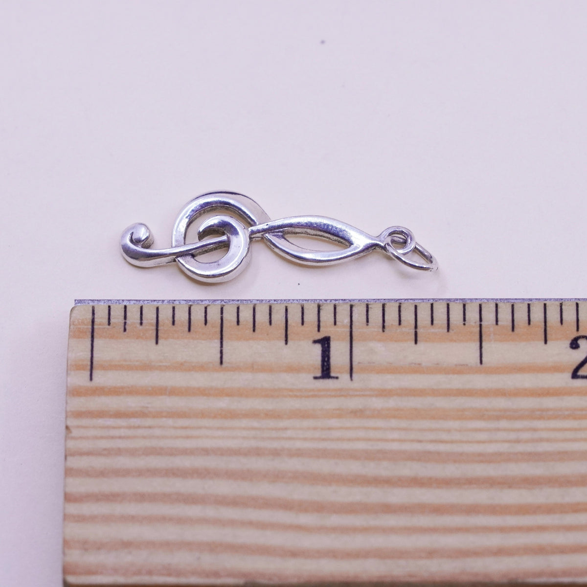 Vintage sterling silver handmade pendant, 925 music note, melody charm