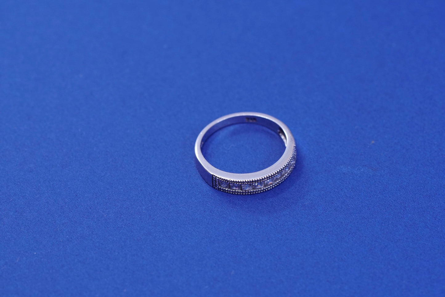 Size 9.5, vintage Sterling silver handmade ring, solid 925 silver band with cz