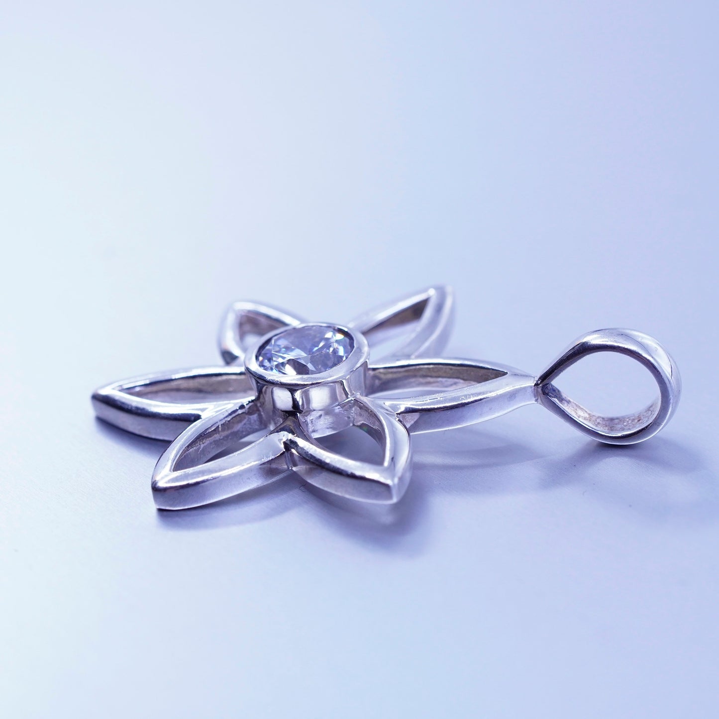 vintage silpada handmade sterling silver pendant, S1195 925 Star/flower Cz