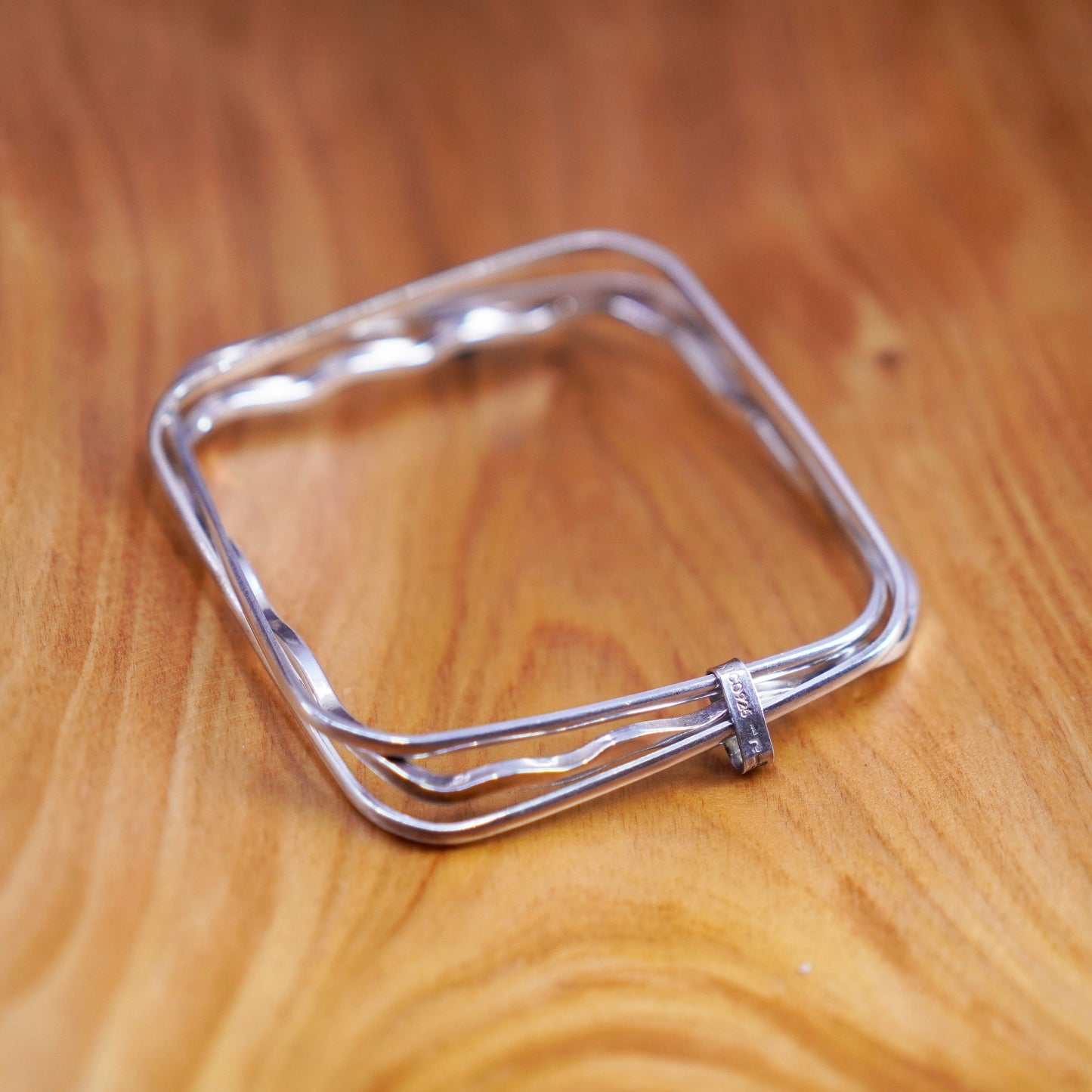 7.75”, Native American Sterling silver bracelet, multi square 925 bangle