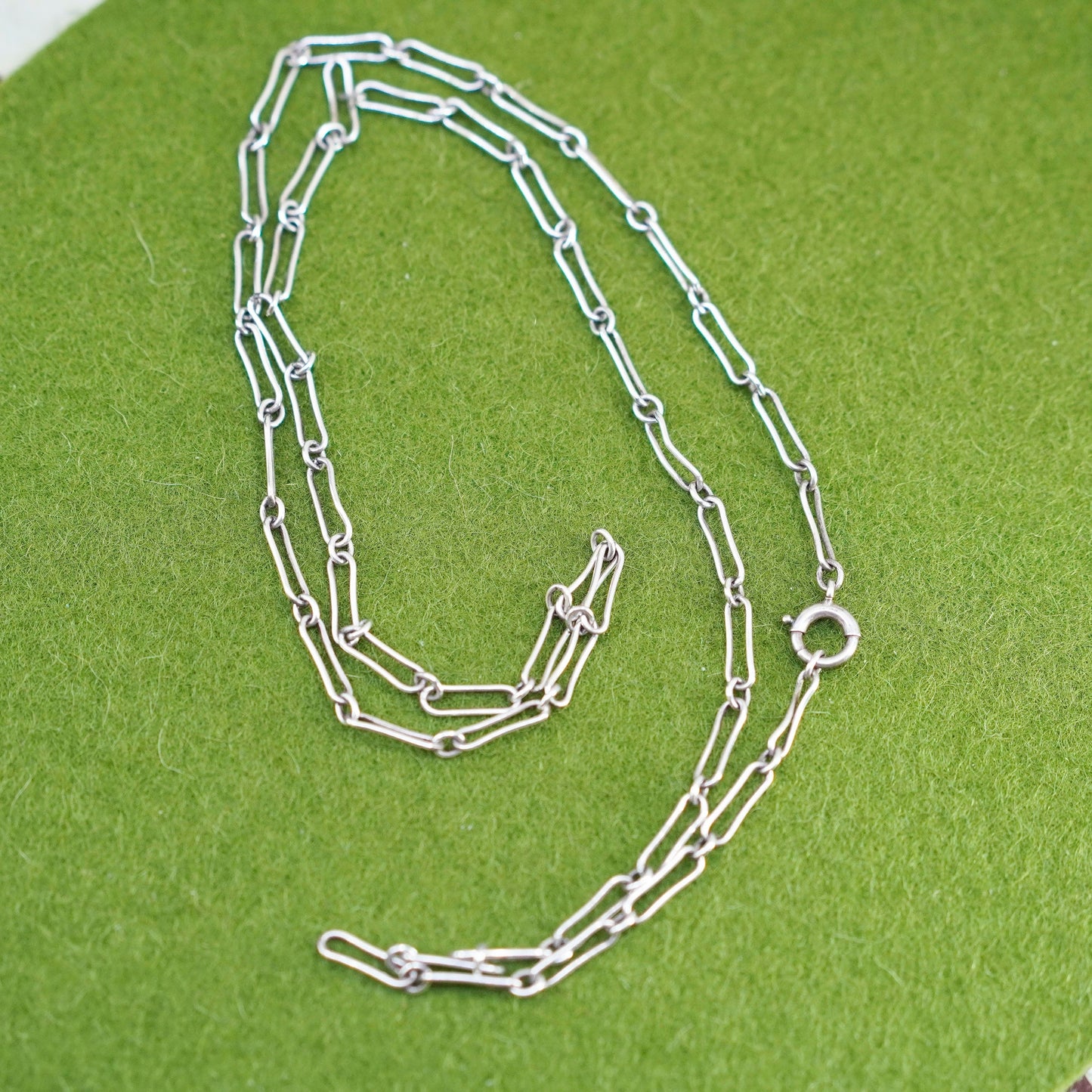24”, 3mm, Vintage Mexico sterling 925 silver elongated chain, necklace