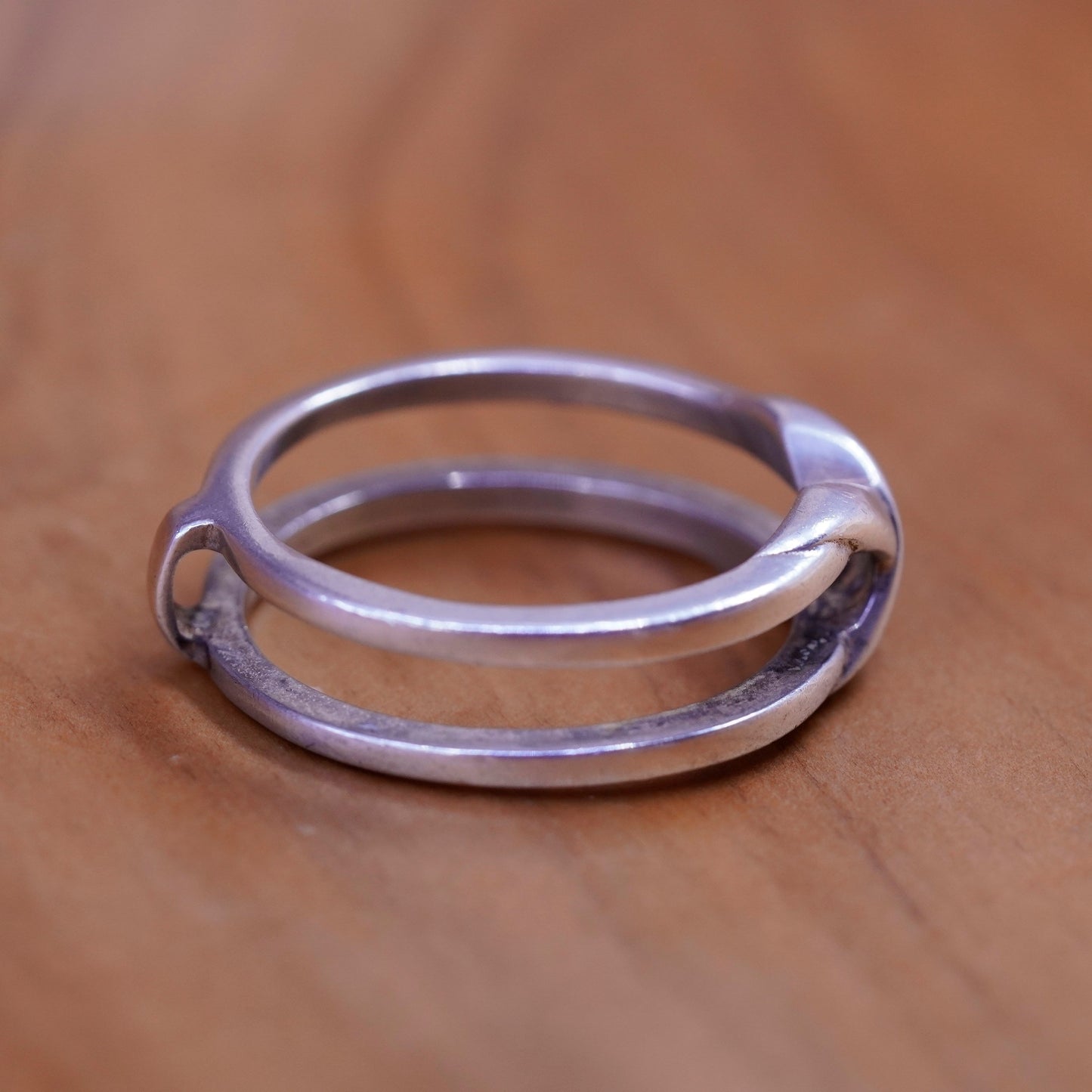 Size 10, vintage Sterling silver prayer ring, 925 double band with cross