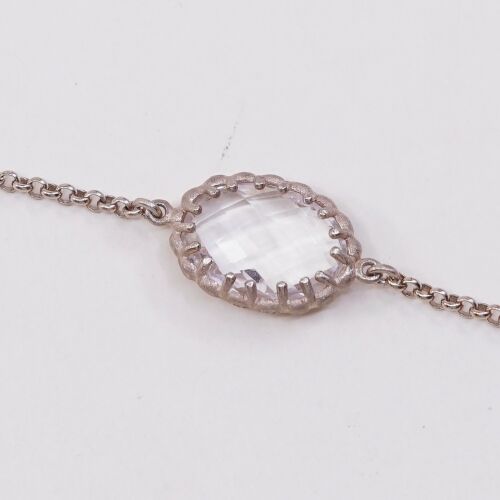 6.5”, Vermeil Gold Over Sterling Silver Bracelet, 925 Circle Chain W/ Cz