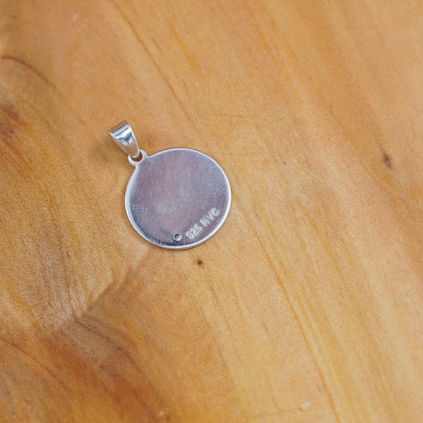 Vintage Sterling silver initial pendant, 925 circle with letter B