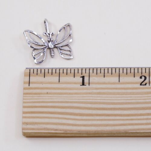 Vintage Sterling Silver Heart Pendant, Solid 925 Butterfly W/ Pearl Details