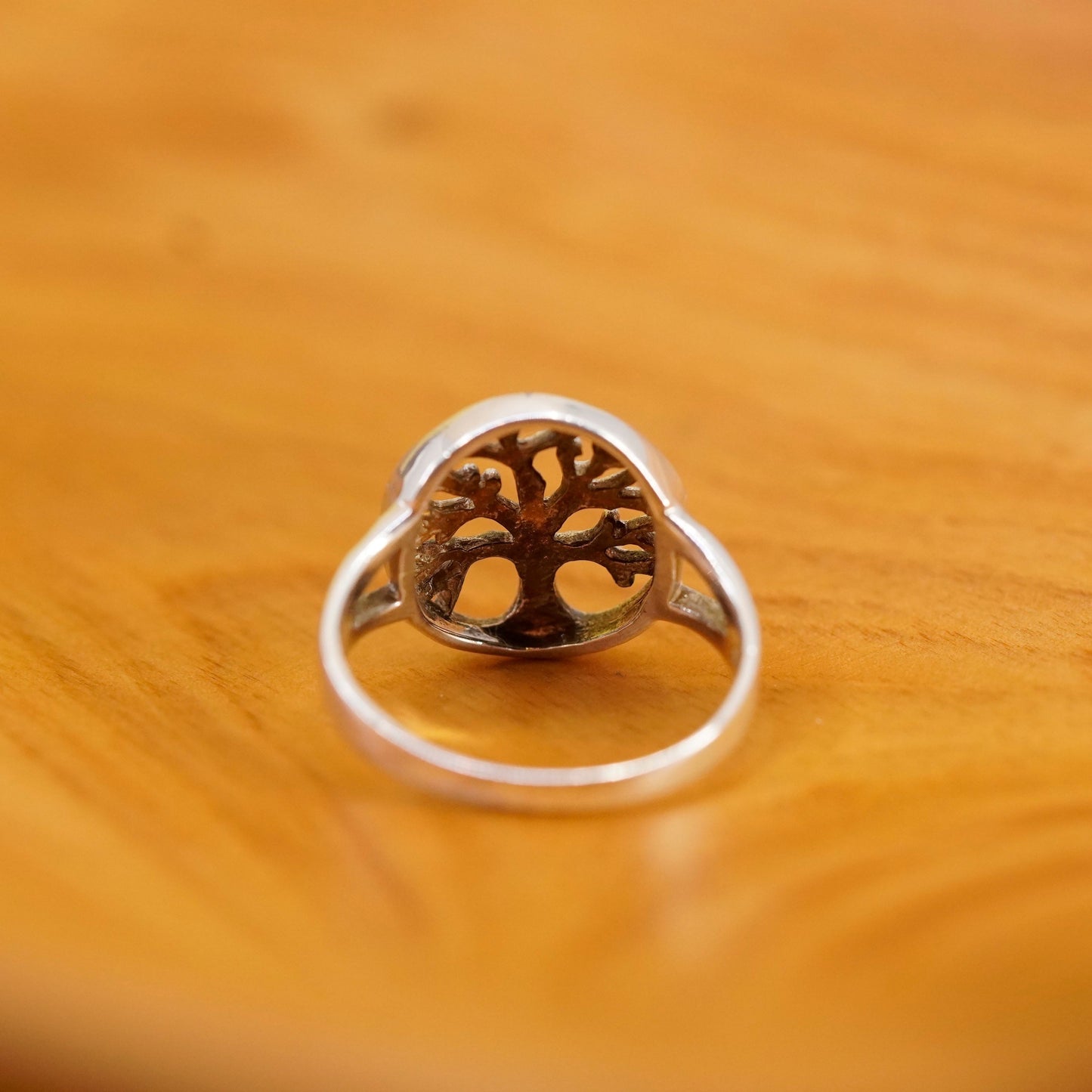 Size 7.5, vtg Sterling silver handmade ring southwestern 925 filigree tree band