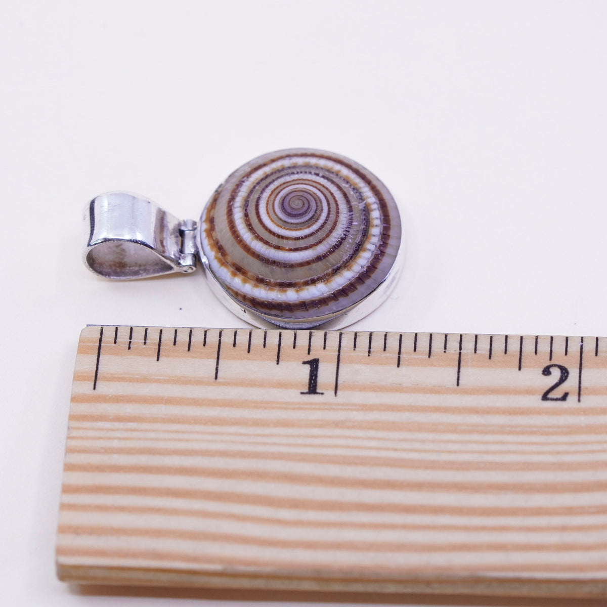 Sterling 925 Silver handmade Shiva eye pendant | Mexican Jewelry, fossil shell