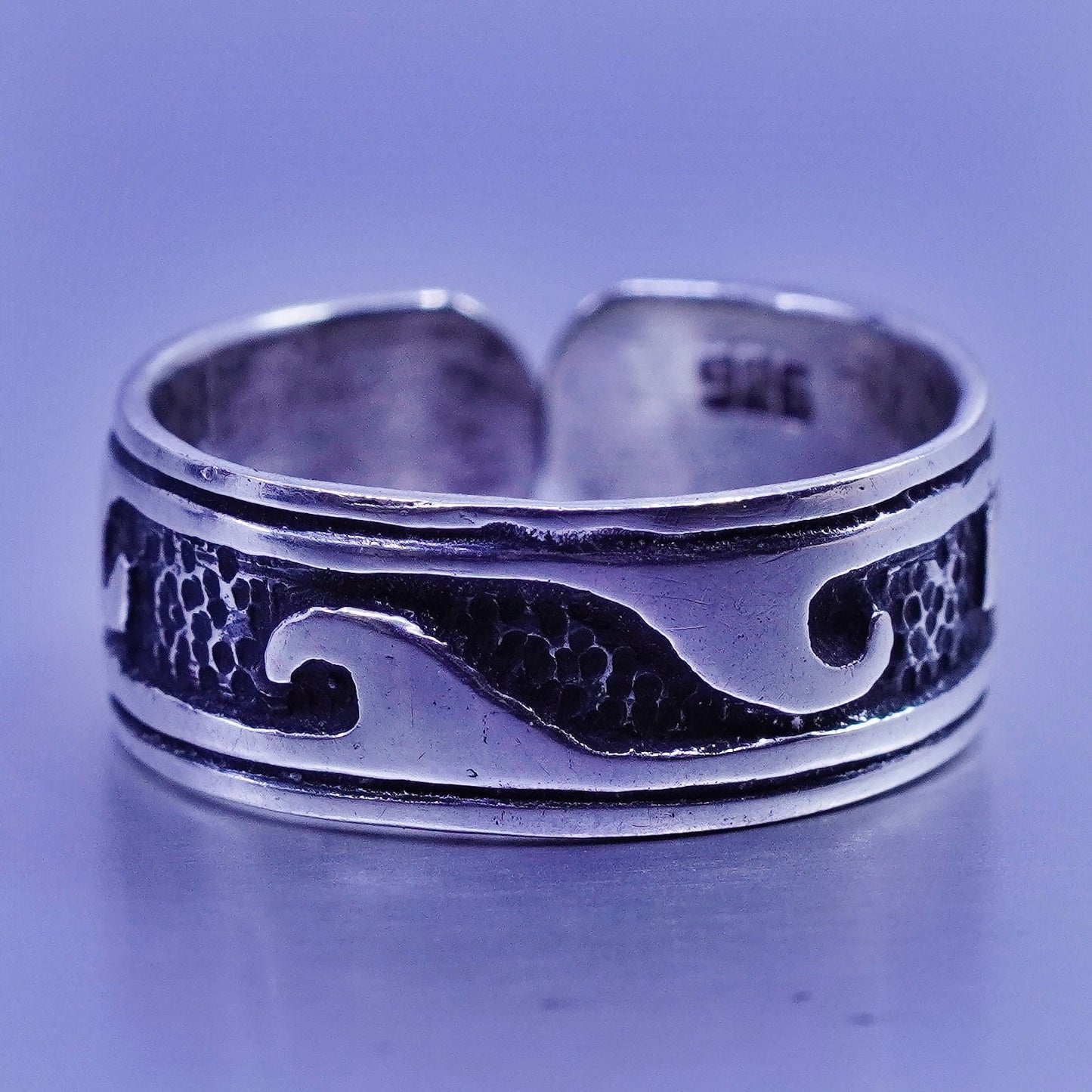 Size 3, southwestern Sterling 925 silver handmade ring, wavy wave open band