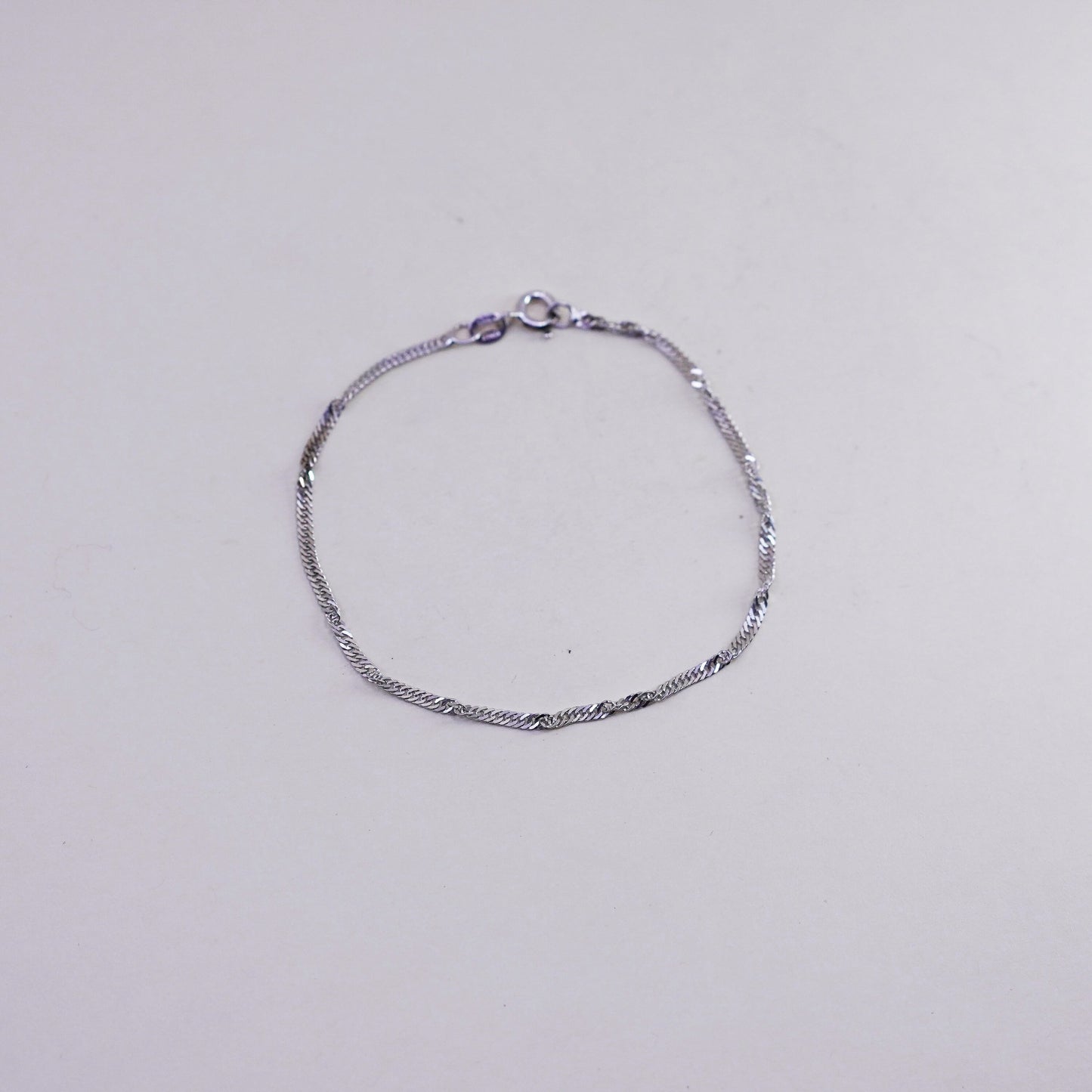 7.25”, 2mm, Vintage Milor sterling silver bracelet, twisted curb link bracelet