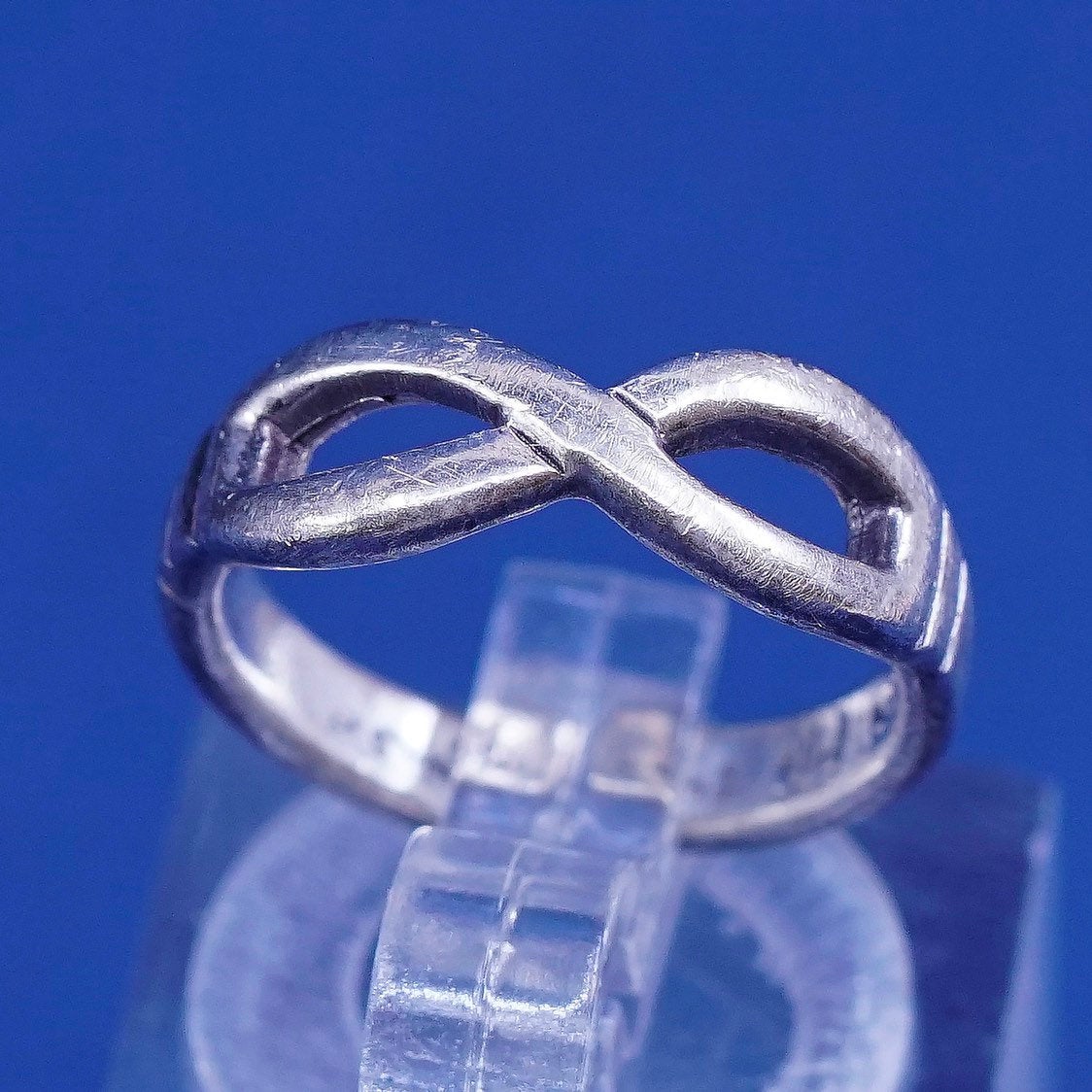 sz 3, vtg Sterling silver handmade ring, 925 knot band, stamped 925, open end