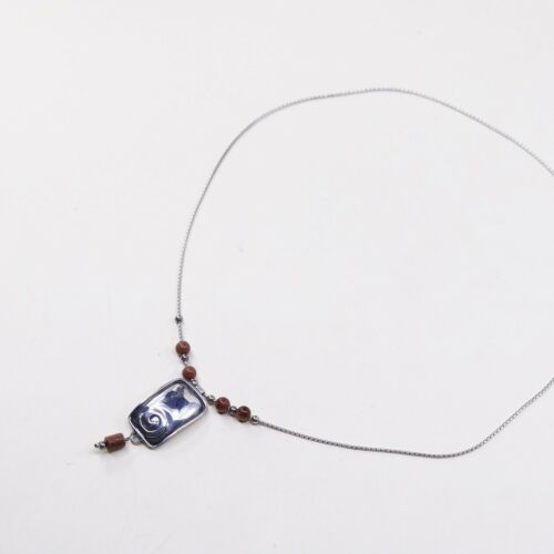 35”, Silpada Sterling 925 Handmade Silver & Sunstone Necklace N1190 Pendant