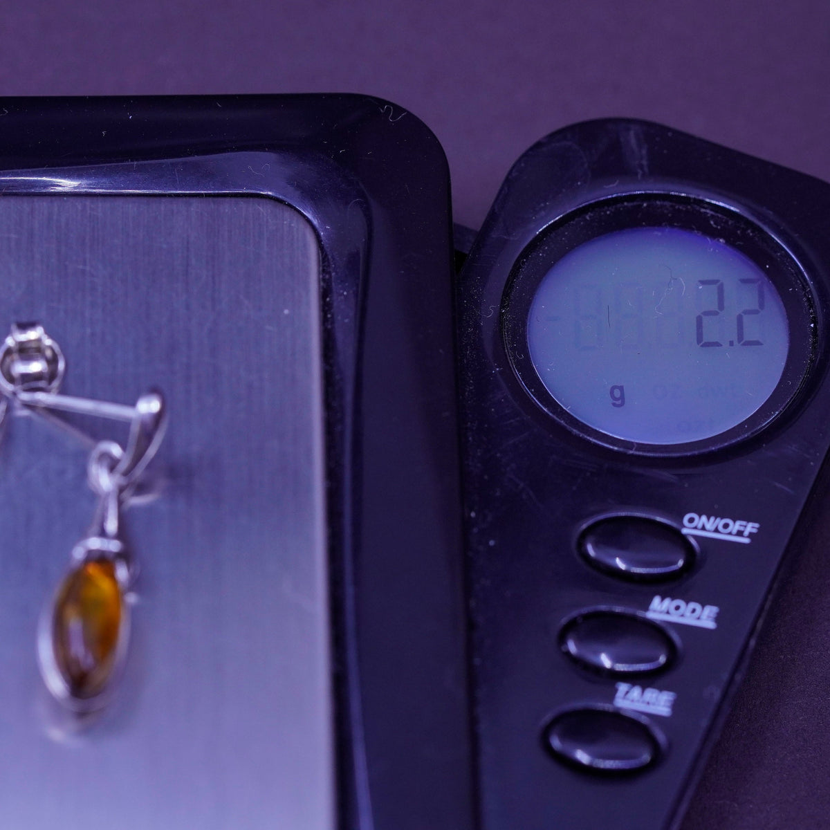 Vintage Sterling 925 silver handmade teardrop earrings with Amber
