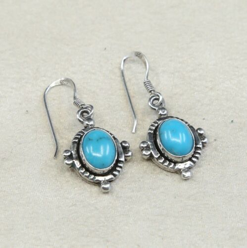 Amazing handmade Sterling Silver earrings, 925 Turquoise Dangles