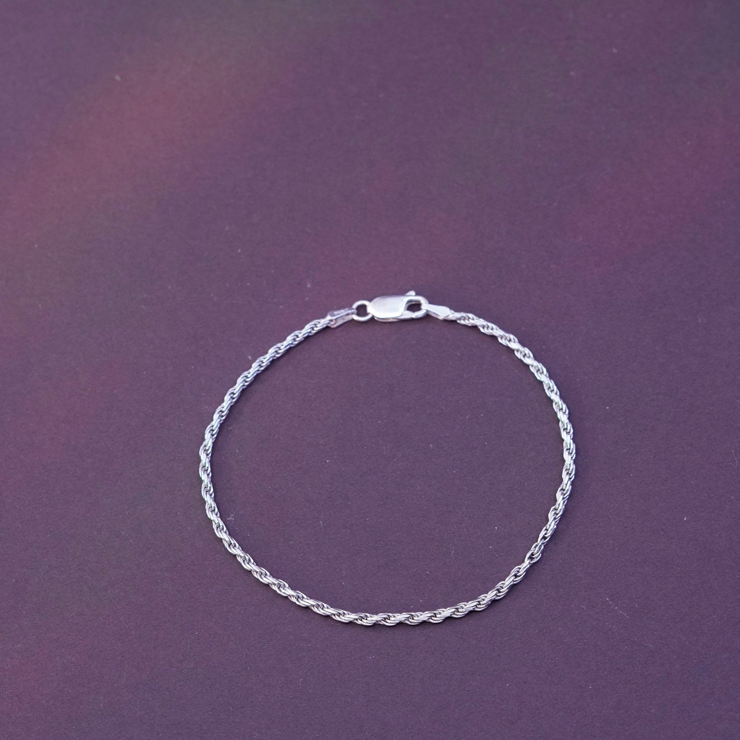 8”, 2mm, vintage gold over Sterling silver rope bracelet, Italy 925 chain