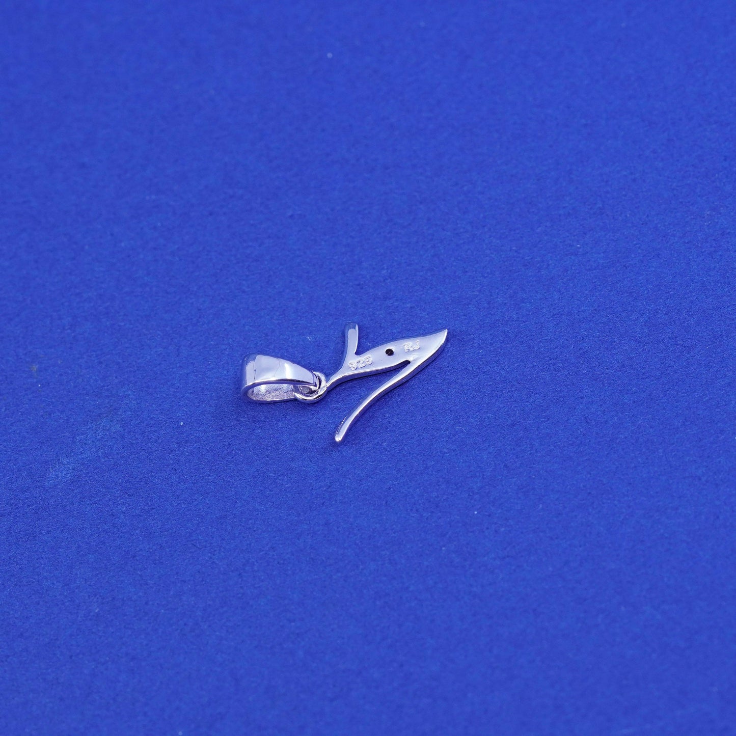 sterling silver handmade pendant, 925 initial charm letter “V” with diamond